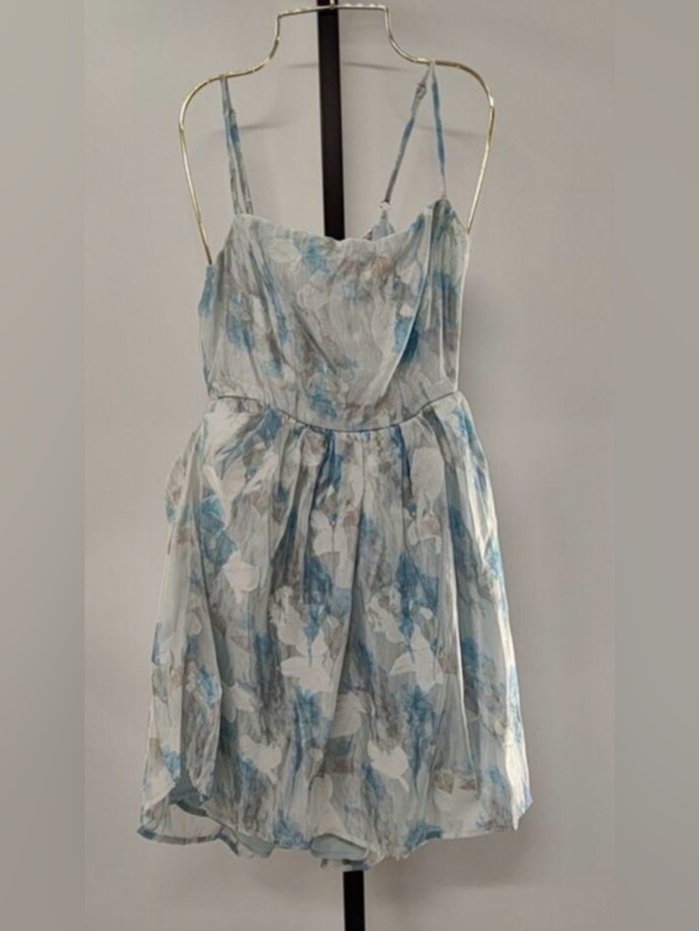 Lulus Delicate Charm Light Blue Floral Jacquard Organza Mini Dress S NWT - Picture 4 of 6